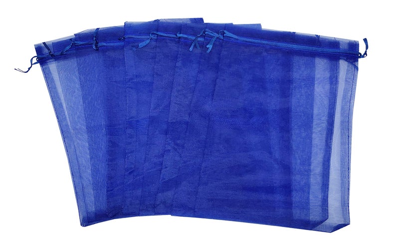 Ankirol 100pcs Sheer Organza Favor Bags 8 X 12 Large Organza Drawstring Bags (navy blue) - Image 5